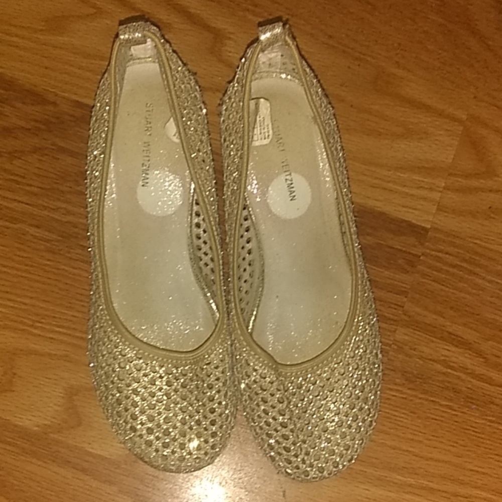 Stuart weitzman gold wedges